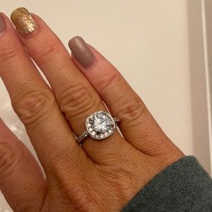 .925 Sterling Silver Diamond Cubic Zirconia Engagement Ring